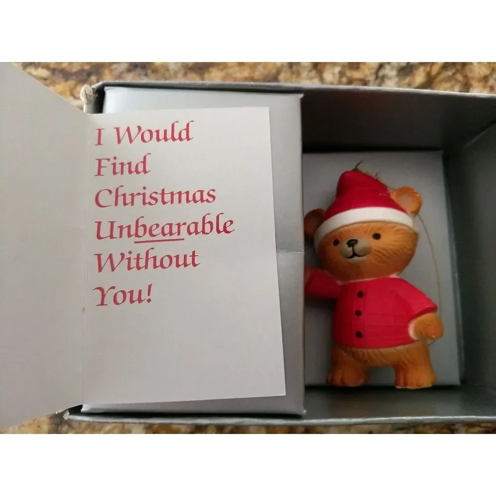Bradford Novelty TEDDY BEAR Christmas‎ Ornaments 1984 Set of 3 in Box Hong Kong